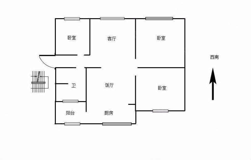 昆钢铁合金厂宿舍3室2厅1卫86.01㎡南北63万