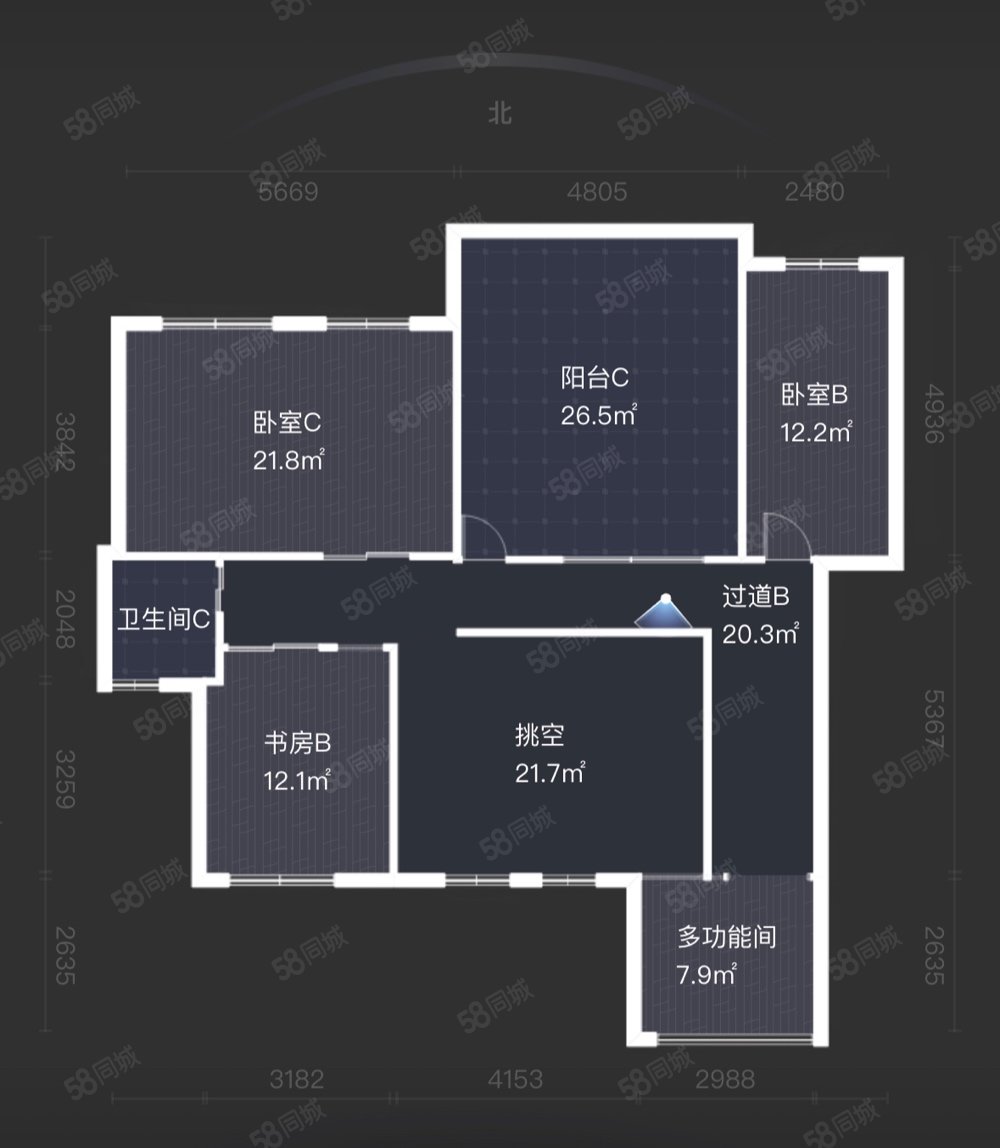 佳湖花园6室2厅3卫131.2㎡南北170万