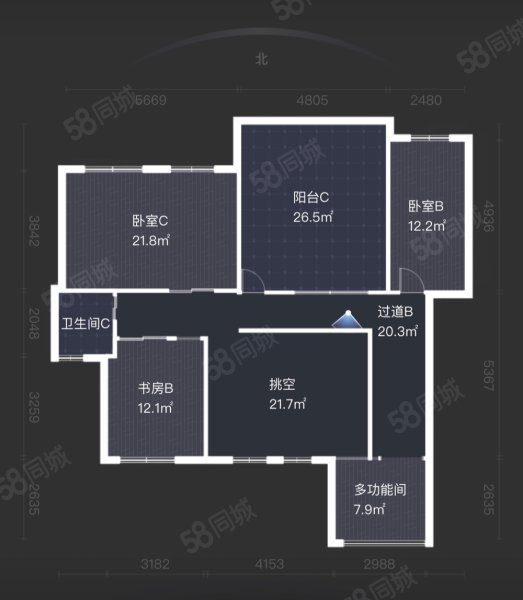 佳湖花园6室2厅3卫131.2㎡南北170万