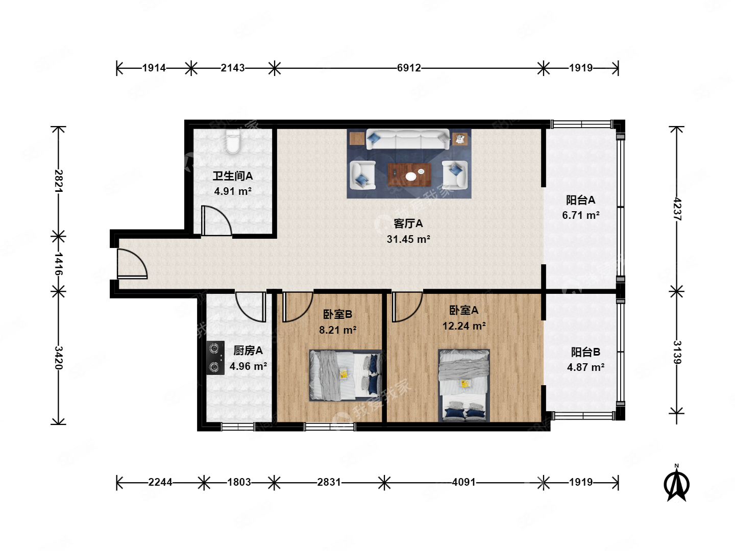 世紀(jì)金色嘉園2室1廳1衛(wèi)92.9㎡東南500萬(wàn)