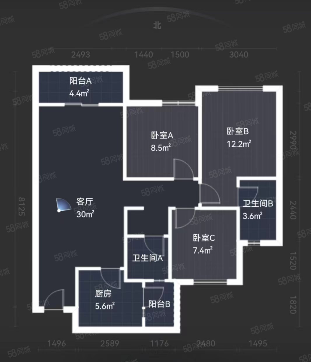 成华奥园广场(二期)3室2厅2卫92.57㎡西北190万