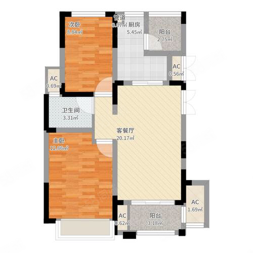 香醍湾小区2室2厅1卫86㎡南北33.8万