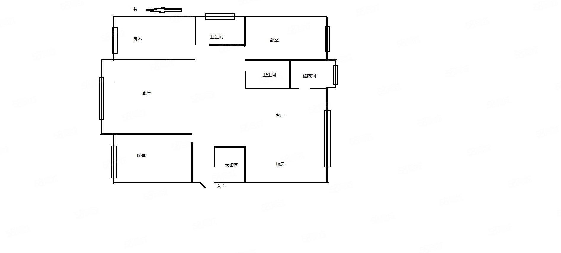 紫薇家园3室2厅2卫134.77㎡南北115万