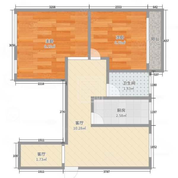 艺轩公寓2室2厅1卫81㎡南北40万