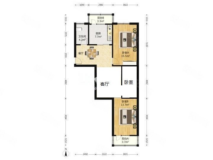 静心苑3室2厅1卫96.04㎡南北218万