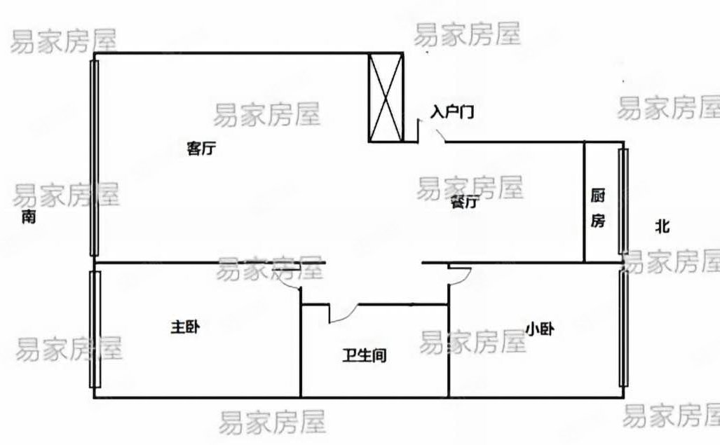 河畔家园2室2厅1卫88.5㎡南北55万