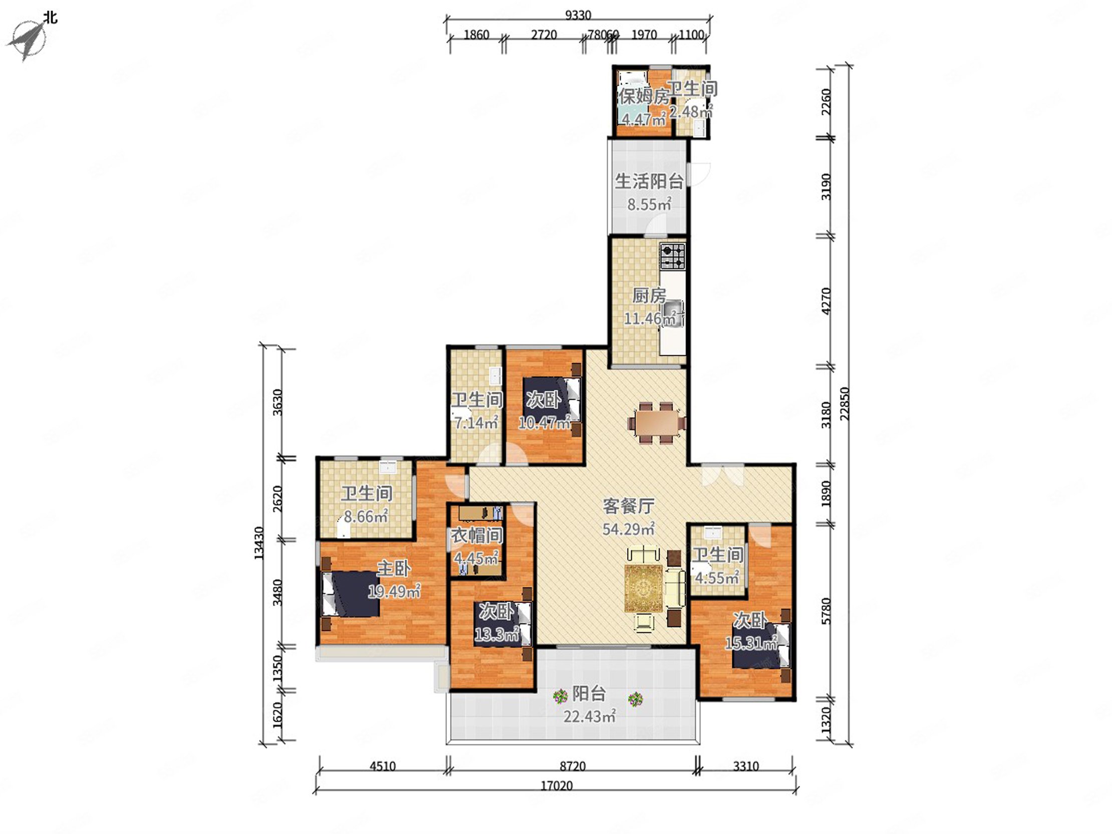 恒裕二170平单证!奢阔居家!,恒裕滨城(二期)-深圳58同城