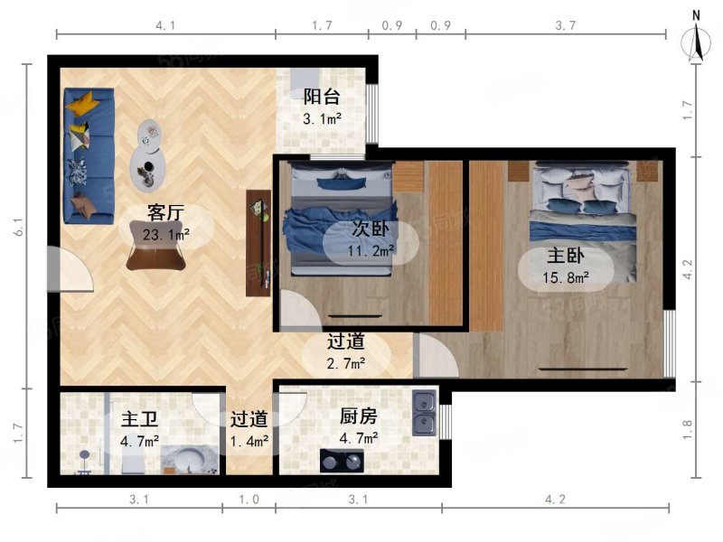 金夕园2室1厅1卫86㎡东735万