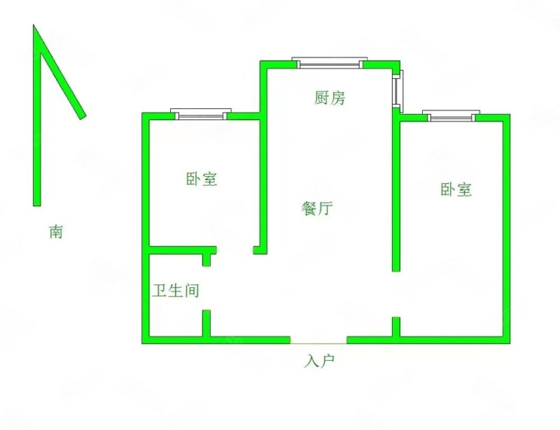 十五栋小区2室1厅1卫51㎡南北28.6万