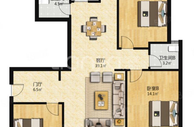 东方鑫乾大厦3室2厅139.71㎡170万二手房图片