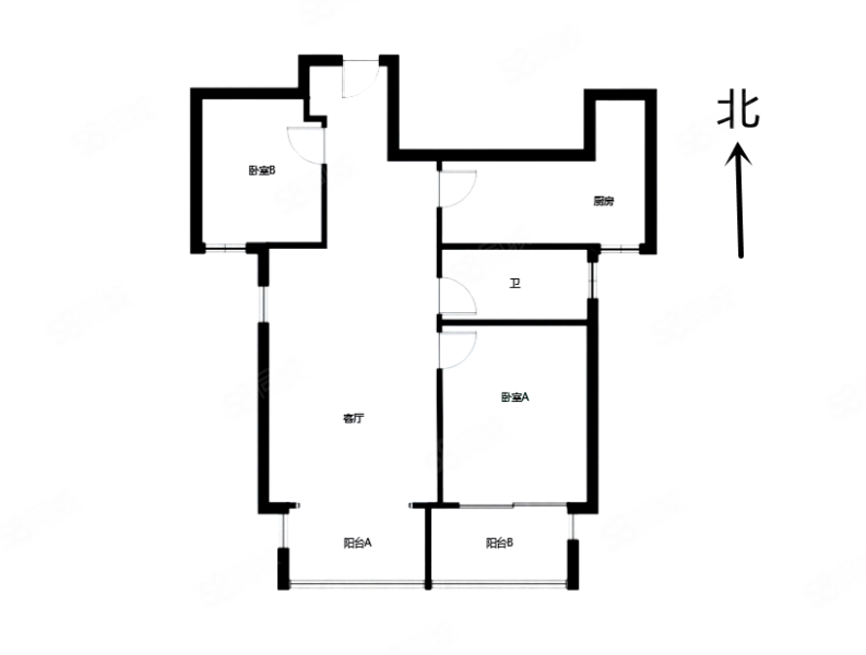 万达广场B1北区2室2厅1卫95㎡南135万