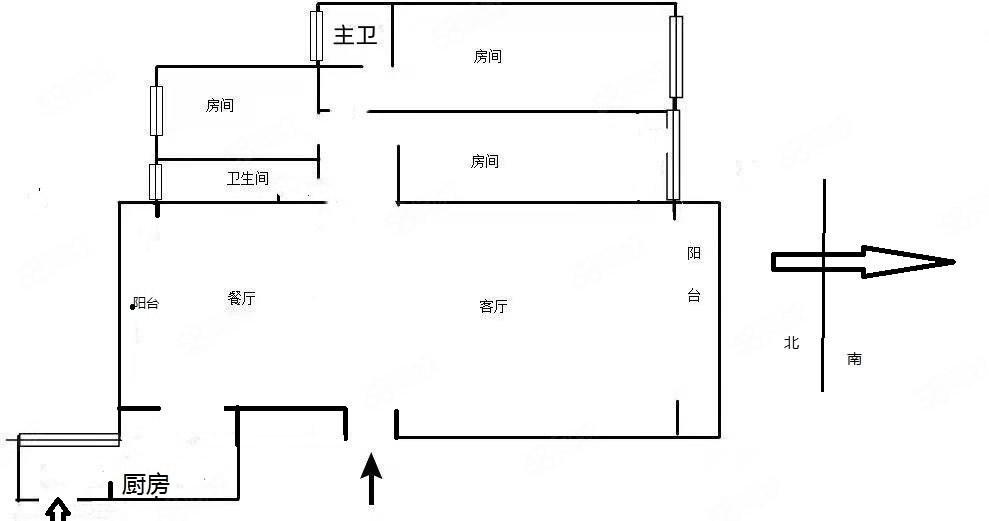 东湖花苑3室2厅1卫120㎡南北96万