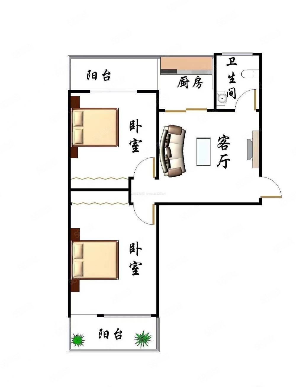 西荣路小区2室1厅1卫79㎡南北38万