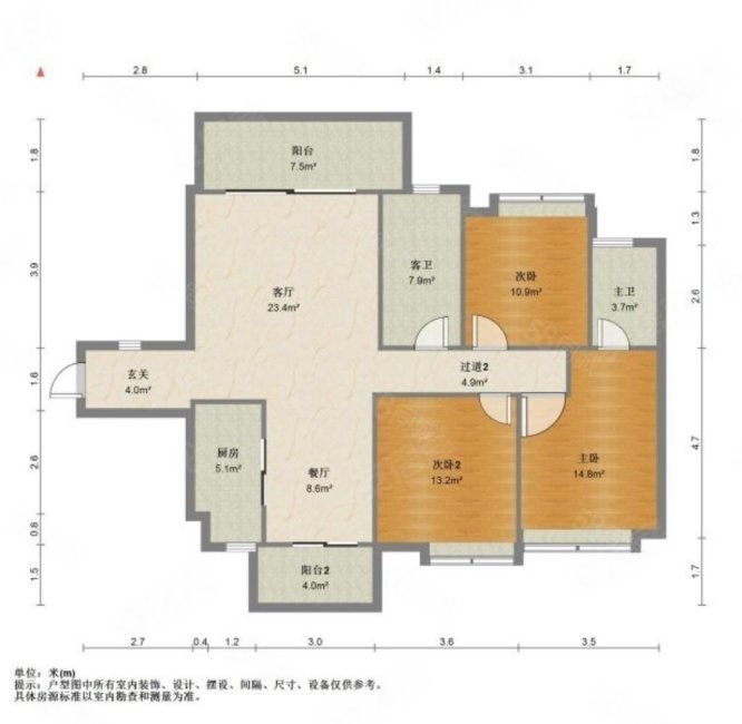 曲靖九天建筑3室2厅2卫97㎡南北48.6万