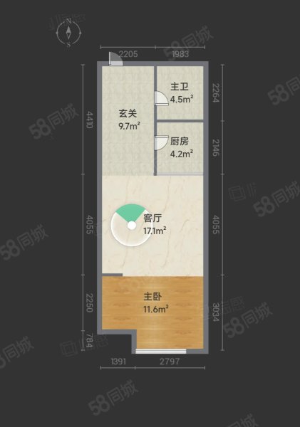 尚峰新城1室1厅1卫60㎡南45万