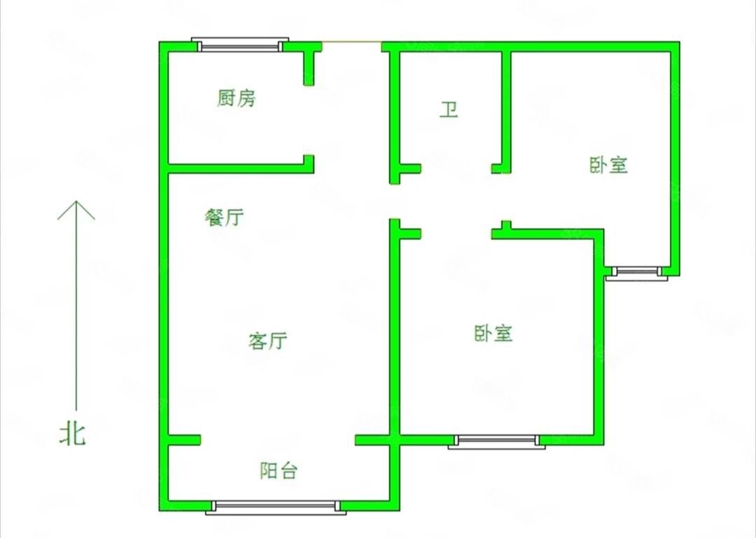 南岭国际二区2室2厅1卫84.69㎡南北85.5万