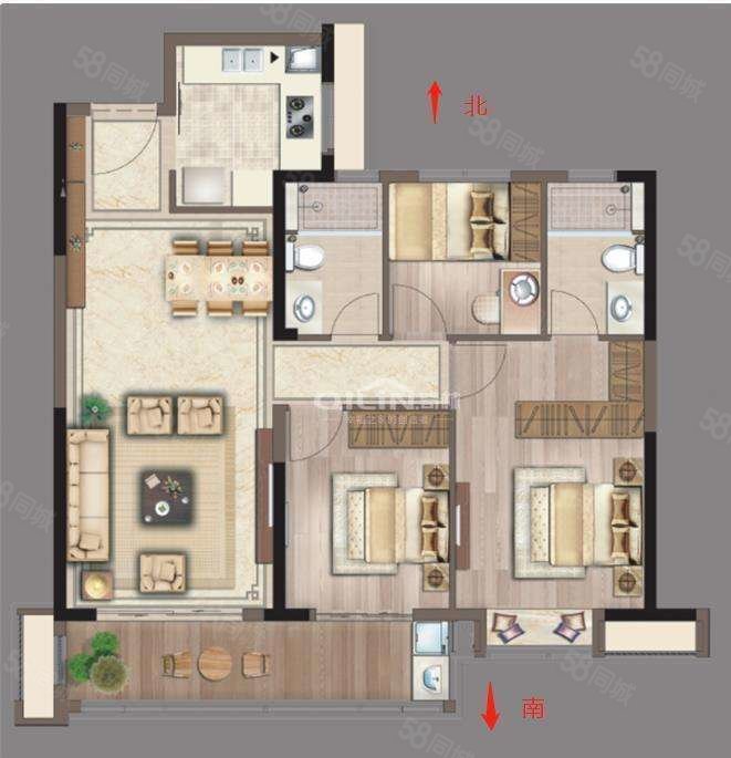 建发玉湖壹号3室2厅2卫110.78㎡南188.3万