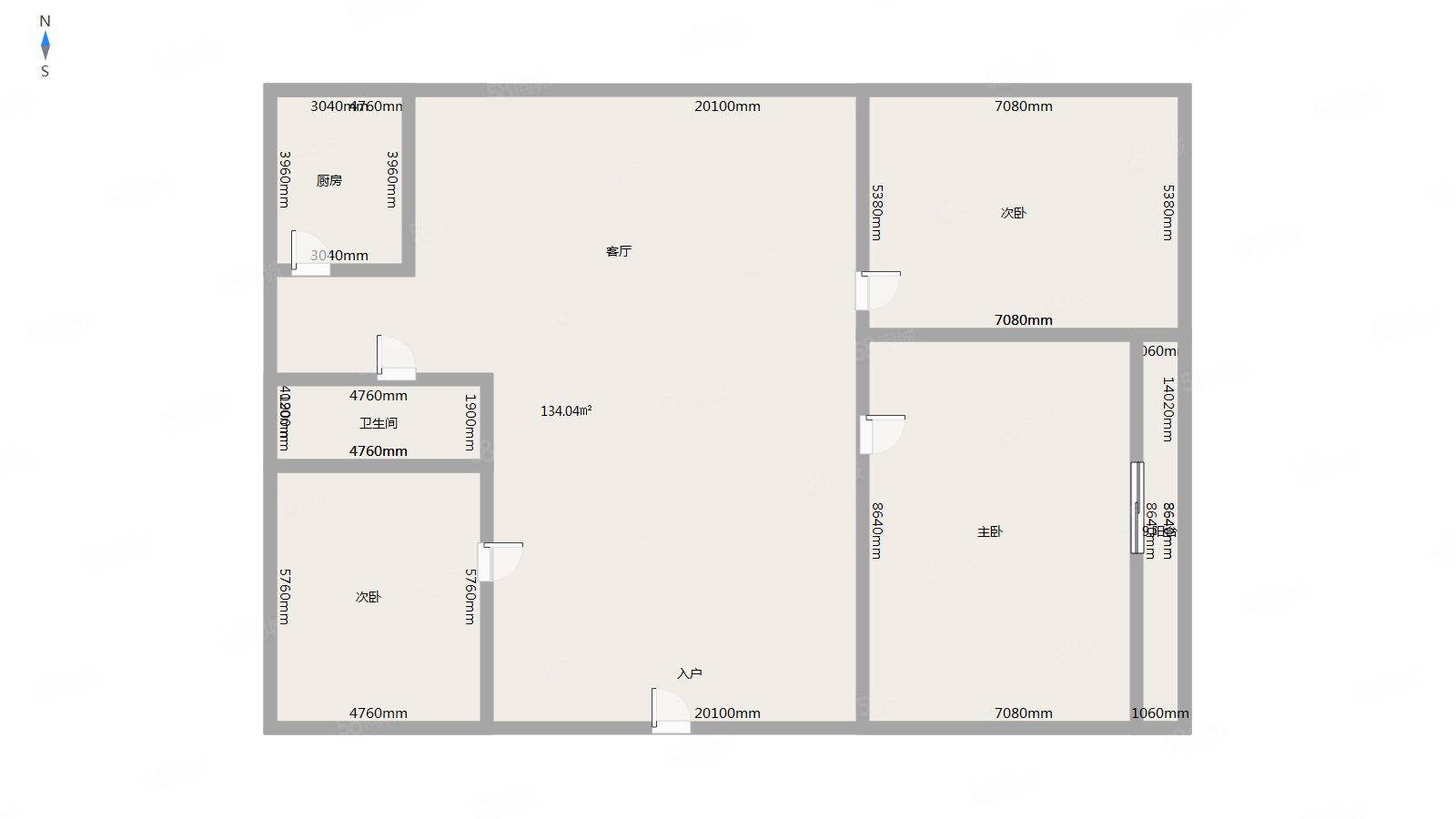 六堰山三区3室2厅1卫97.5㎡南北49.8万
