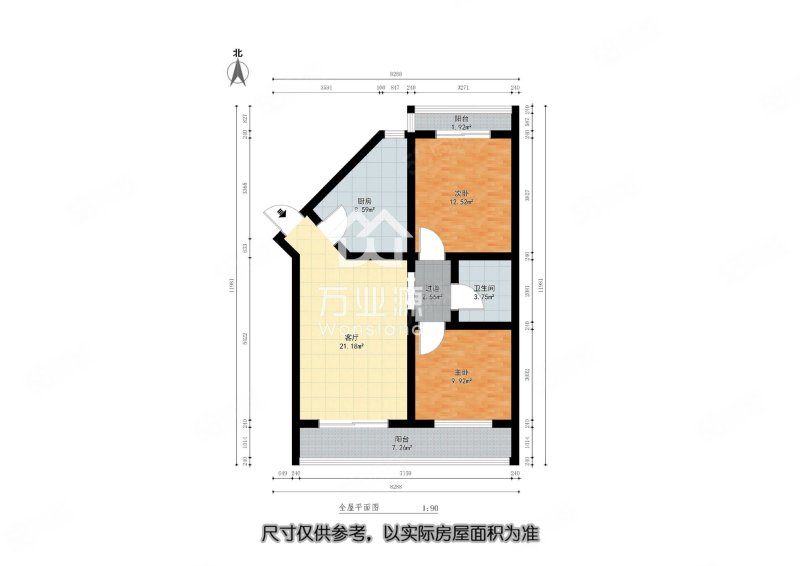 翠亨村2室2厅1卫87㎡南北153万