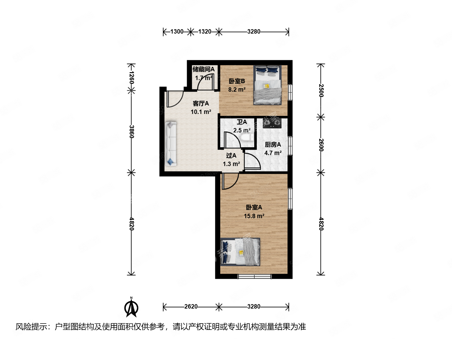 水碓子西里2室1廳1衛(wèi)54.8㎡東南270萬