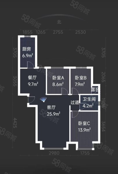 万锦枫泽湾3室2厅1卫113.01㎡南北115万