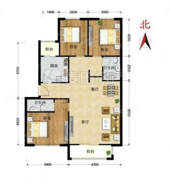 和谐家园(一区)3室1厅2卫125㎡南北575万