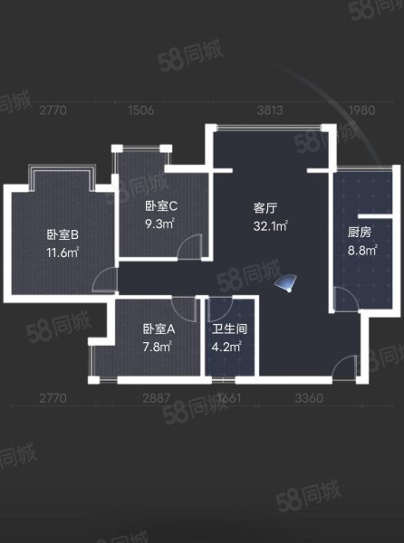 长虹虹色嘉苑3室2厅1卫85㎡南北53万