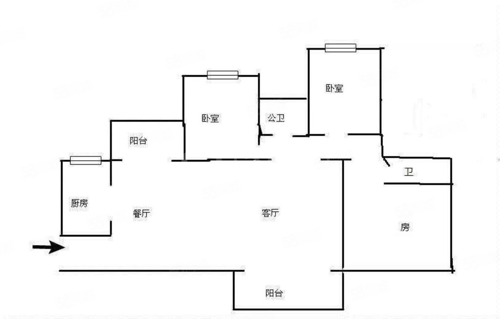 恒大绿洲3室2厅1卫125㎡南北90万