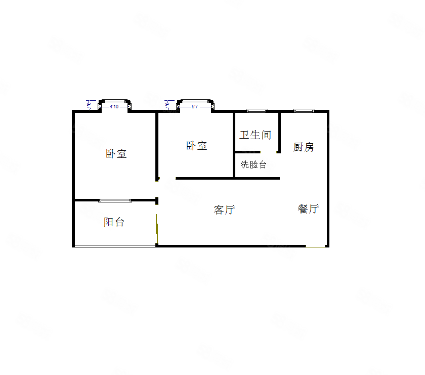 融信澜郡2室2厅1卫69.17㎡西南305万