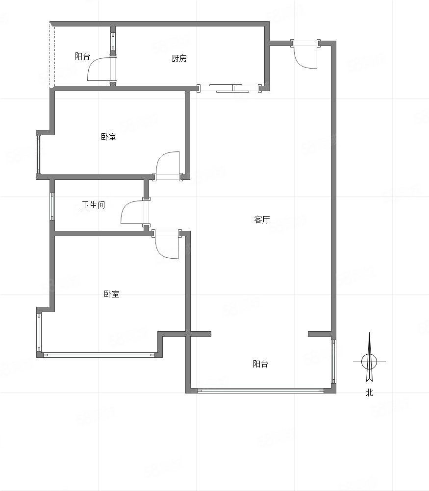 塔子山壹号2室2厅1卫89.64㎡南北277万