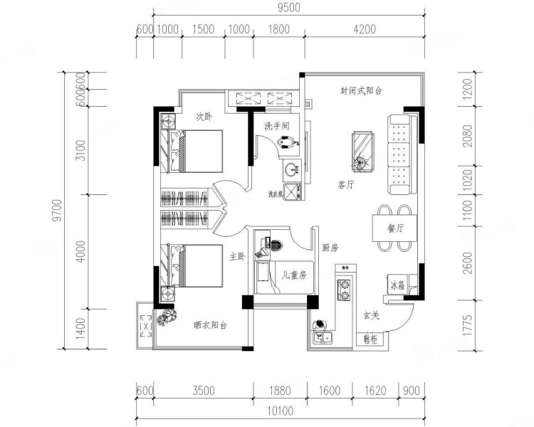 临江雅苑3室2厅1卫100㎡南北56.8万