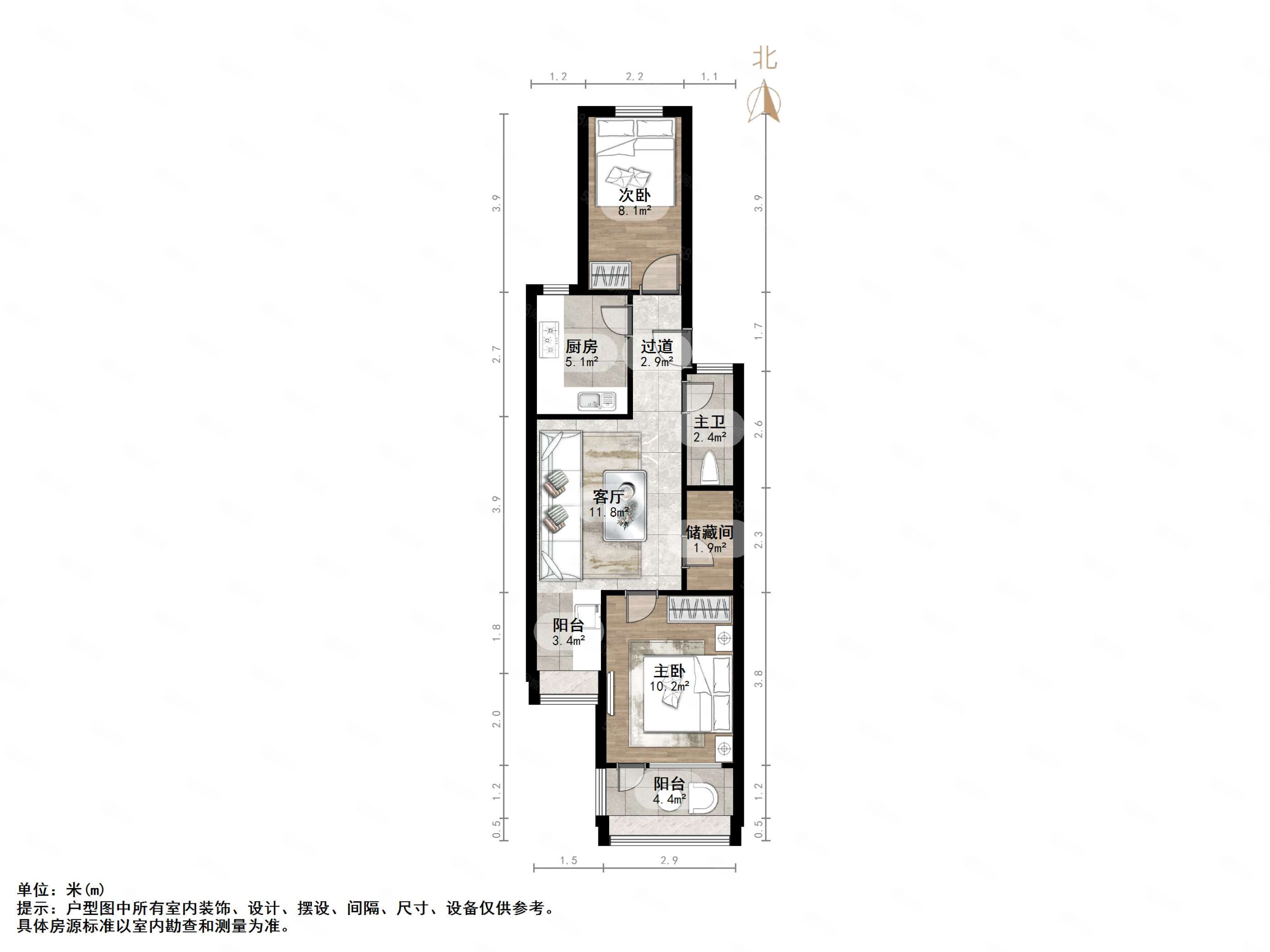 无影山中路教委宿舍2室1厅1卫65㎡南北59万