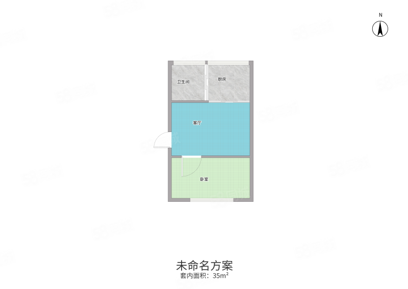 秀水街67-19号小区1室1厅1卫35㎡南北25万