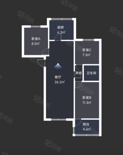 煤气公司家属院3室2厅1卫85㎡南北92万