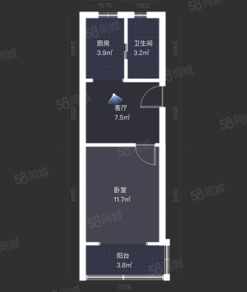 联南花园(113弄)1室1厅1卫39.4㎡南北85万