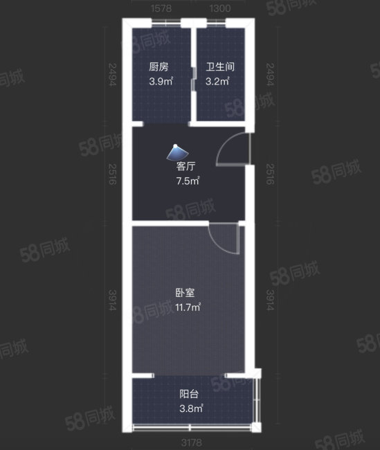 联南花园(113弄)1室1厅1卫39.4㎡南北85万