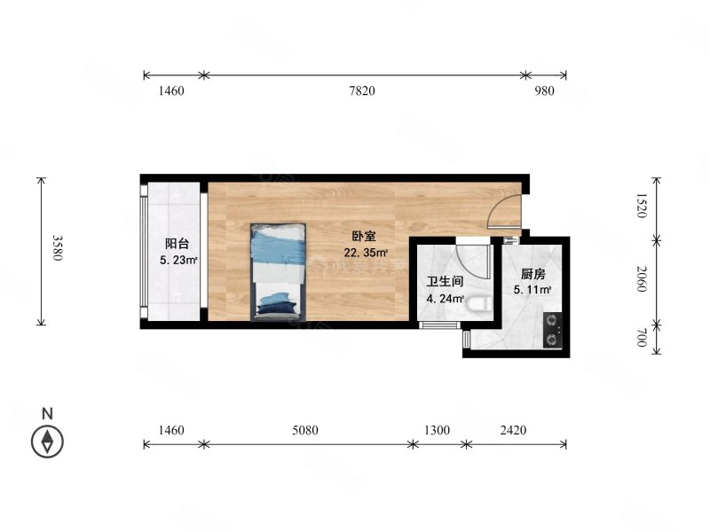 鼎晟国际1室0厅1卫51.64㎡西299万