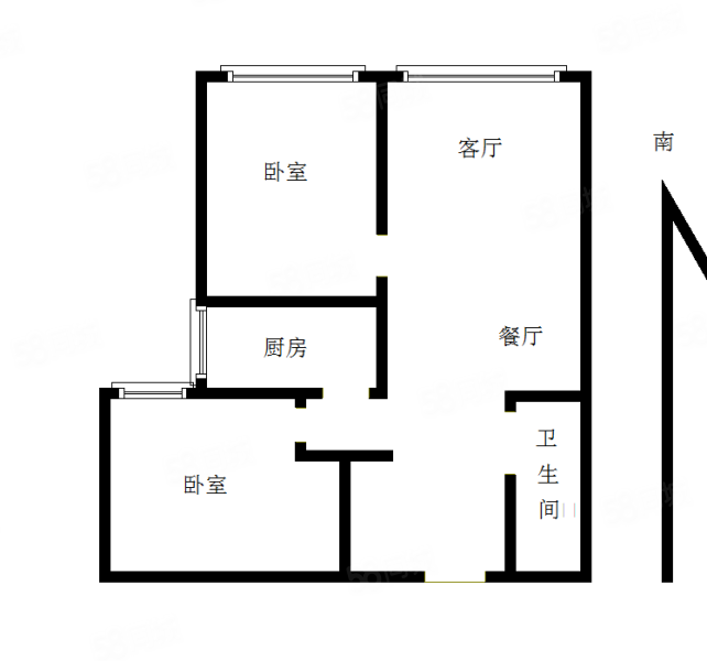 K2狮子城海棠园2室2厅1卫89.59㎡南100万