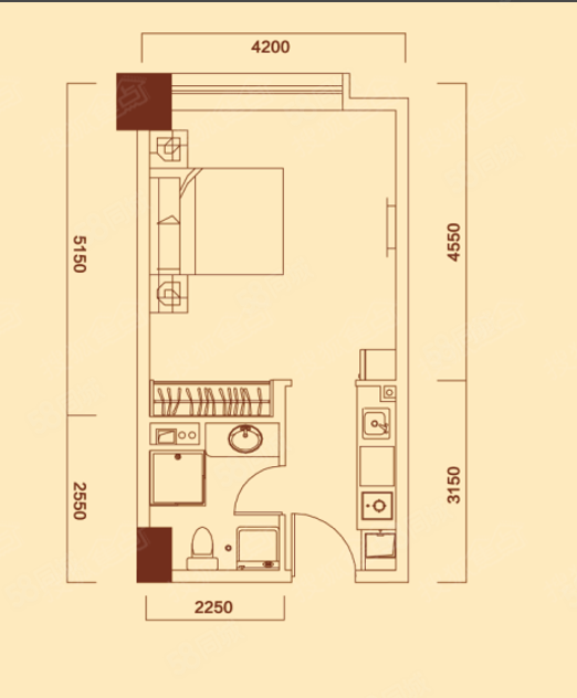 建友楼1室1厅0卫37㎡南北72万