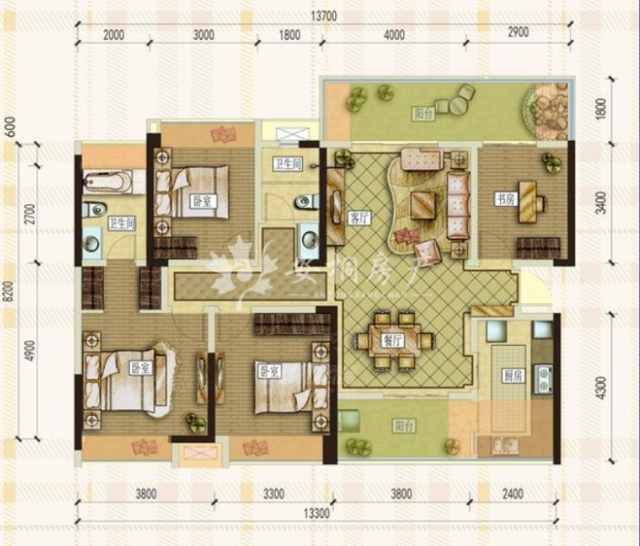 经典西悦城4室2厅2卫128㎡东76.8万