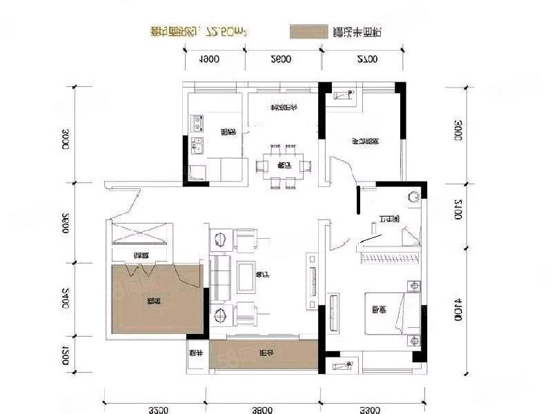 仁安龙城国际(二期)3室2厅1卫96㎡南北122万