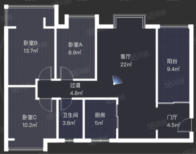 和泰锦苑3室2厅1卫90㎡南北63万