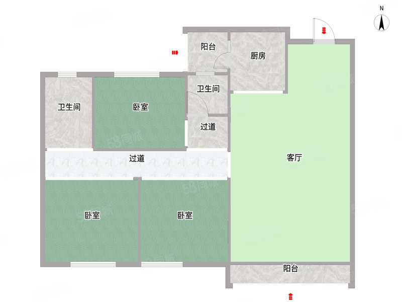 华强城(二期)3室2厅2卫118.3㎡南北92万