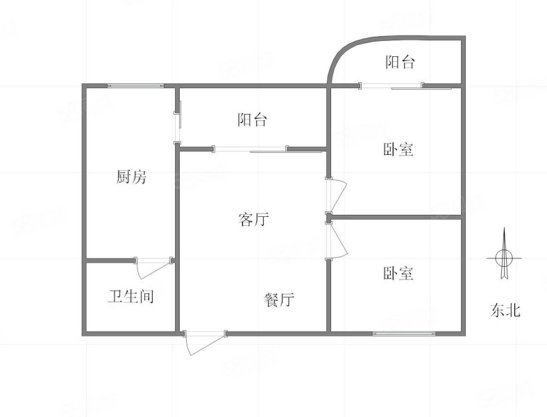 沙中路小区2室2厅1卫70.72㎡南北57万