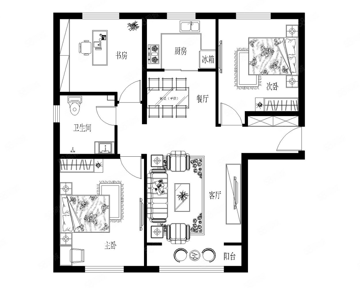 绿地斐勒公馆3室1厅1卫126㎡南85万