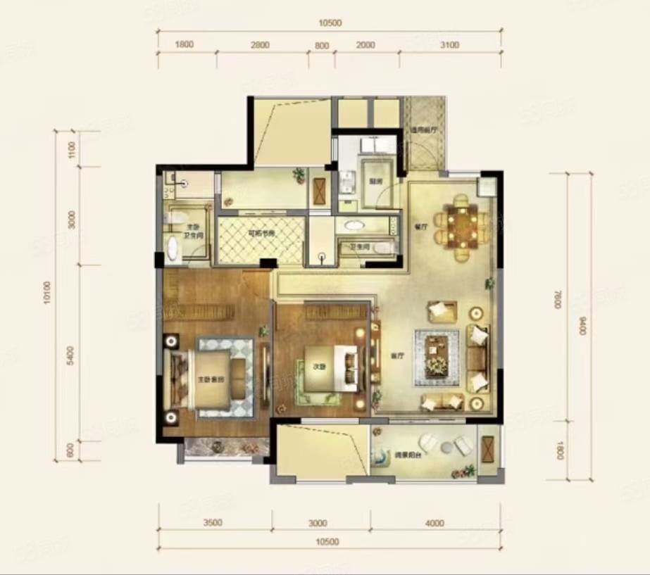 盛世兴隆3室2厅2卫123㎡南北58万