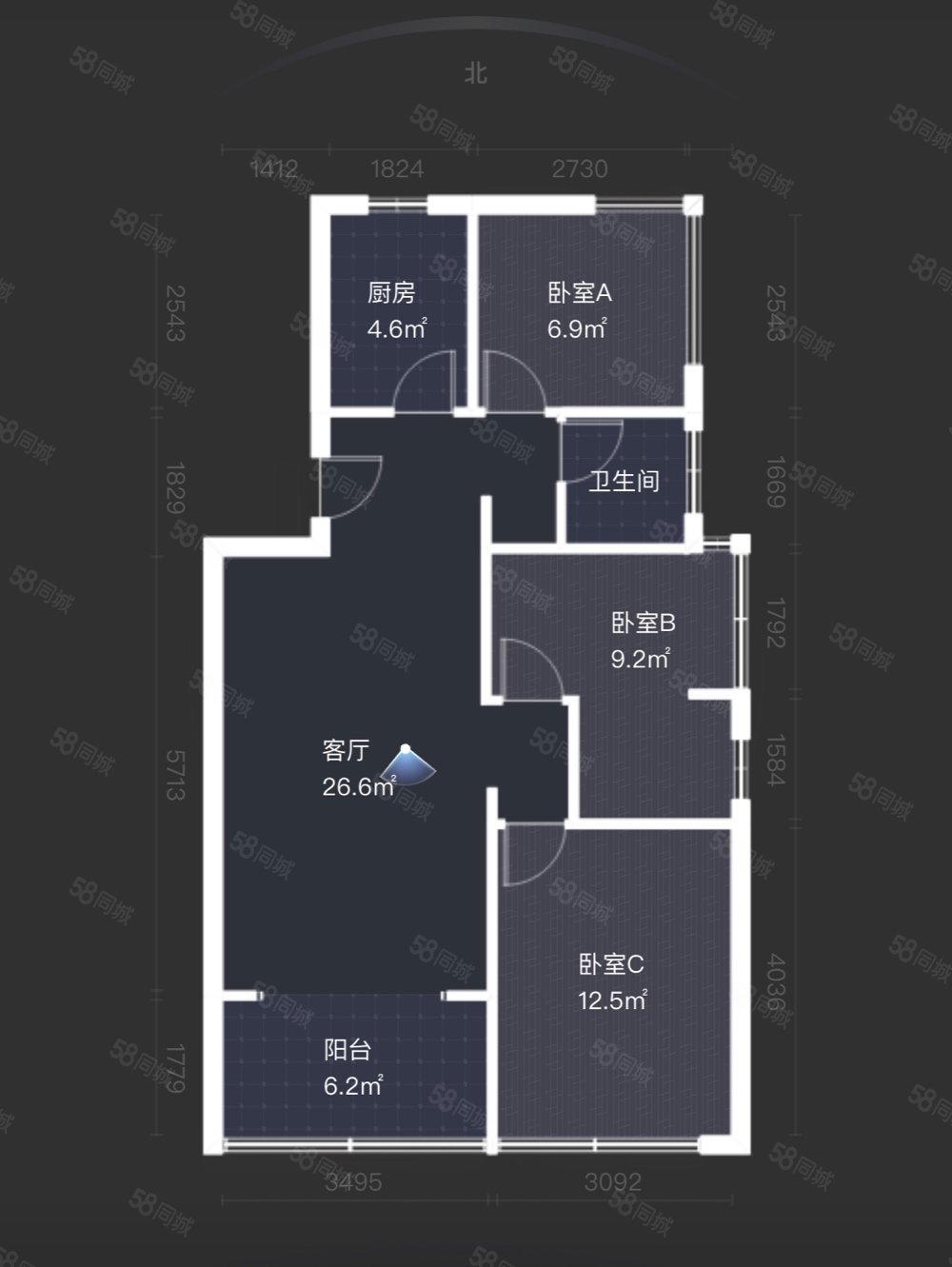 文德艺墅3室2厅1卫94.19㎡南94万