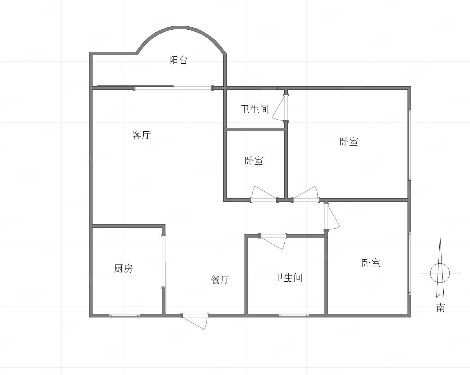 天泰金地广场3室2厅2卫96㎡南北88万