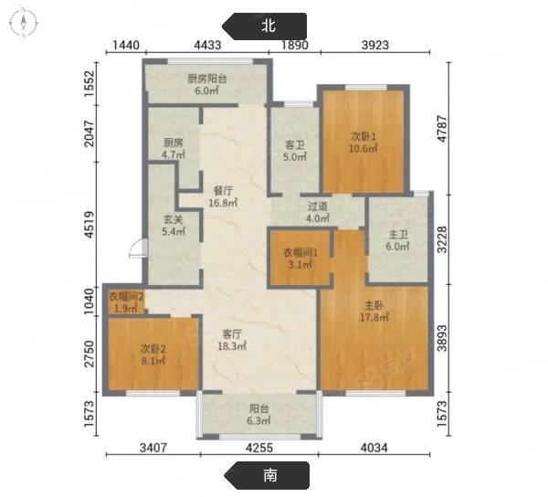 绿地云水谣3室2厅2卫123.79㎡南北115万