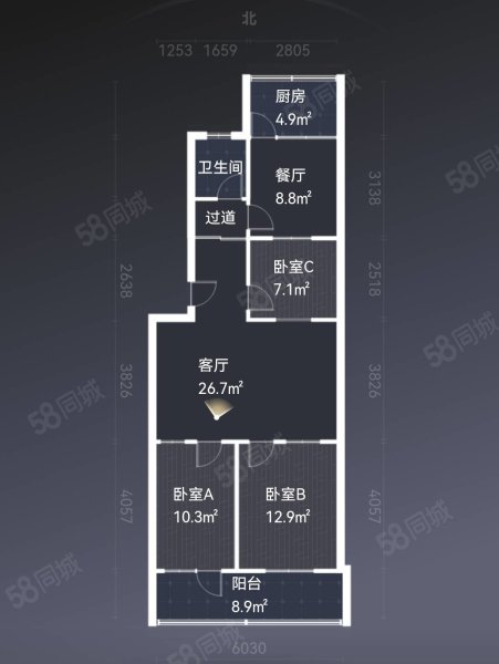 劳动局家属院(红旗路)3室2厅1卫115㎡南北99万